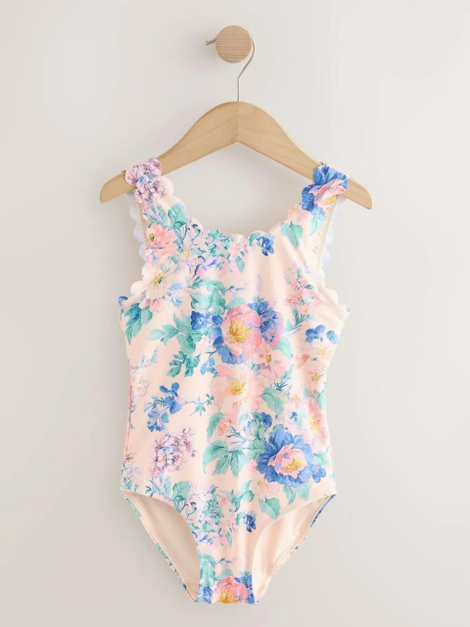 Next Scallop Edge Swimsuit (3-16yrs) Pink Floral Outlet