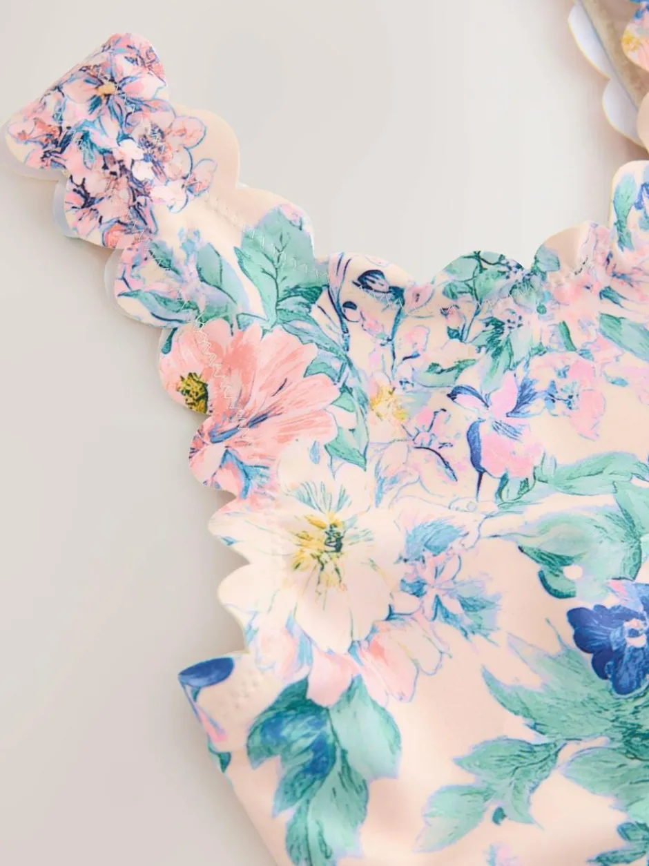 Next Scallop Edge Swimsuit (3-16yrs) Pink Floral Outlet
