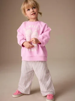 Next Pink Flower Sweatshirt & Wide Leg Trousers Set (3mths-7yrs) Discount