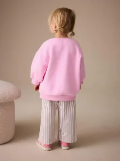 Next Pink Flower Sweatshirt & Wide Leg Trousers Set (3mths-7yrs) Discount