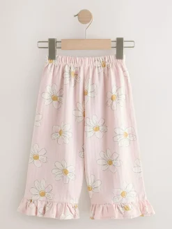 Next Pink Flower Wide Leg Frill Trousers (3mths-7yrs)