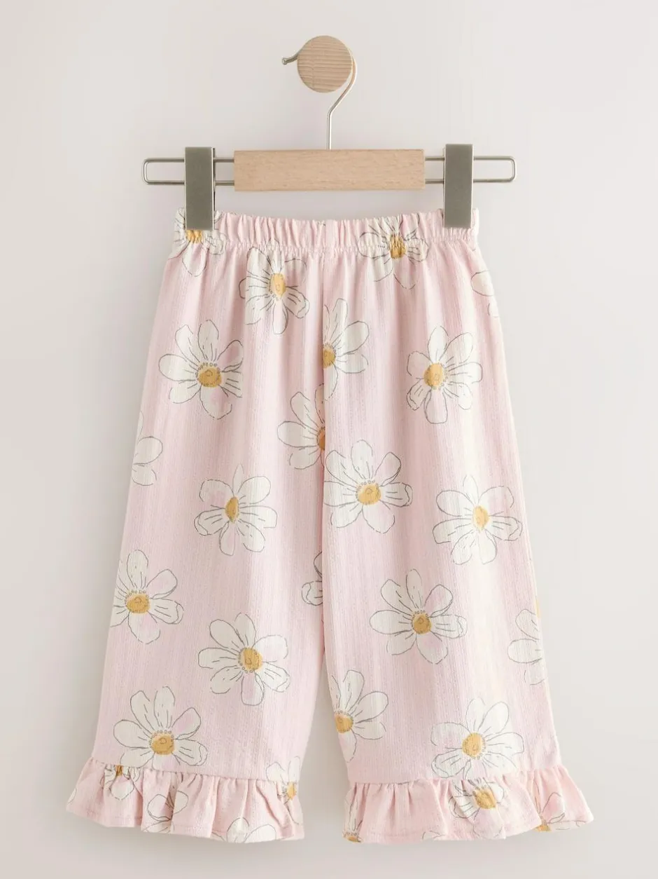 Next Pink Flower Wide Leg Frill Trousers (3mths-7yrs)
