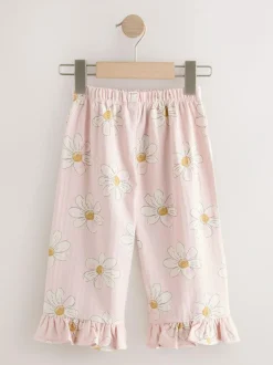 Next Pink Flower Wide Leg Frill Trousers (3mths-7yrs)