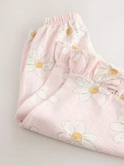 Next Pink Flower Wide Leg Frill Trousers (3mths-7yrs)