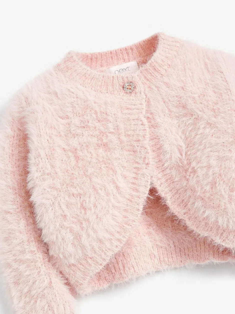 Next Fluffy Shrug Cardigan (12mths-16yrs) Pink New