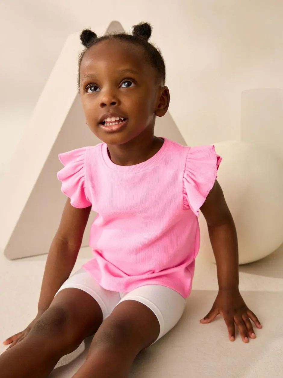 Next Frill Shoulder Ribbed Vest (3mths-7yrs) Pink Best