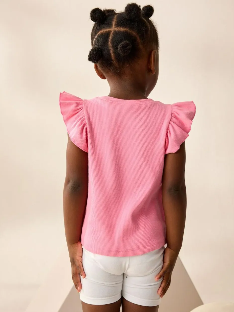 Next Frill Shoulder Ribbed Vest (3mths-7yrs) Pink Best