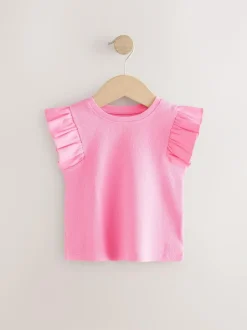 Next Frill Shoulder Ribbed Vest (3mths-7yrs) Pink Best