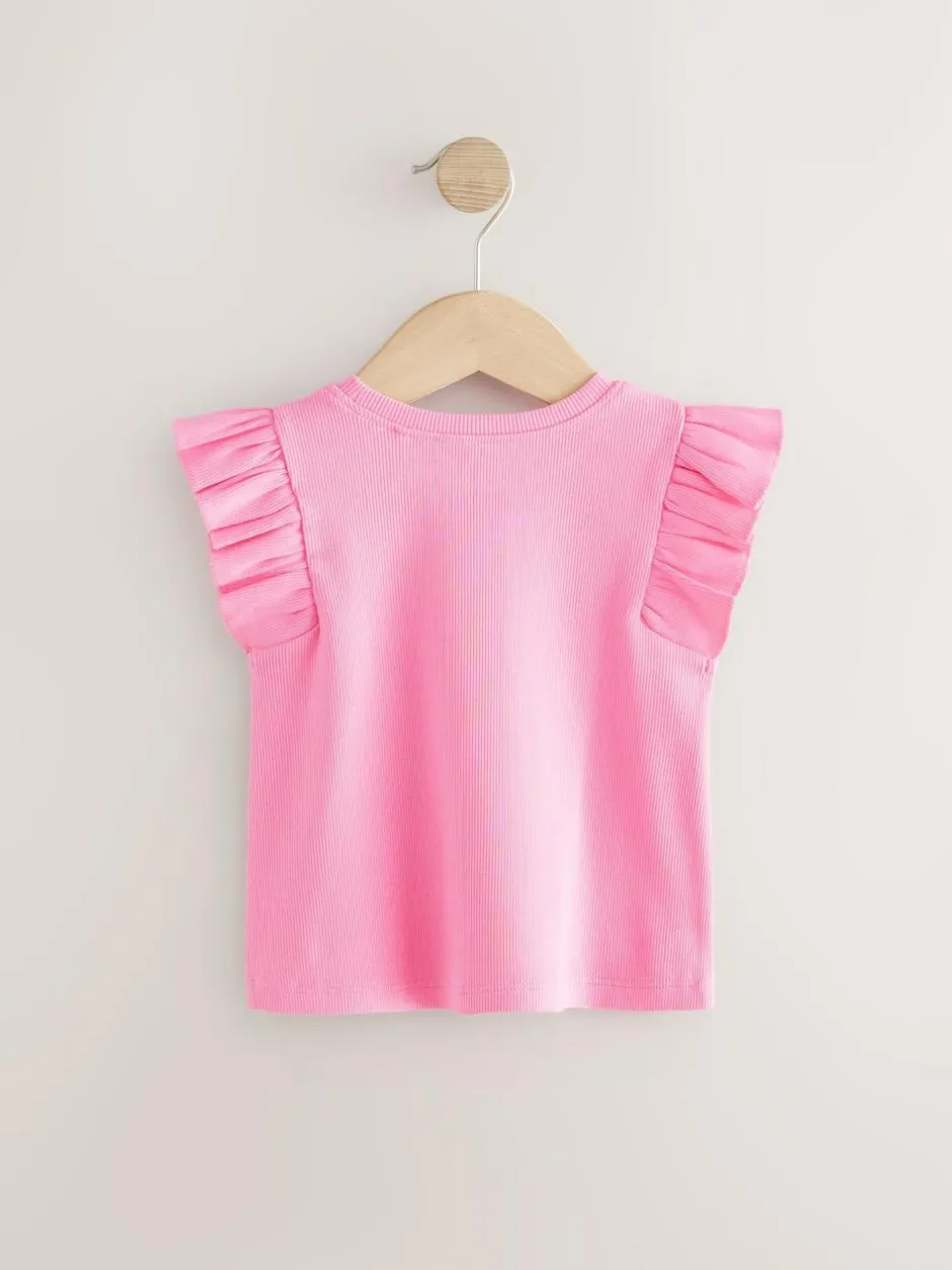 Next Frill Shoulder Ribbed Vest (3mths-7yrs) Pink Best
