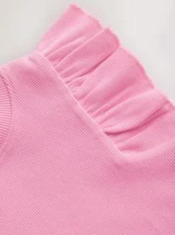 Next Frill Shoulder Ribbed Vest (3mths-7yrs) Pink Best