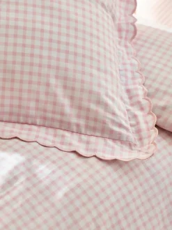 Next Pink Gingham Printed Bedding Duvet Cover and Pillowcase Set
