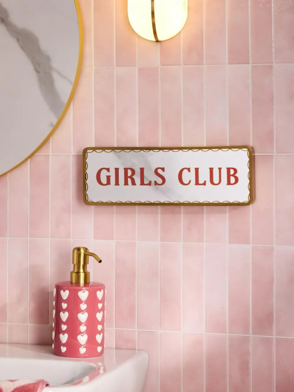 Next Pink Girls Club Mirrored Sign Ornament Outlet