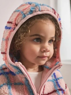 Next Zip Through Fleece (3mths-7yrs) Pink Grid Print Discount