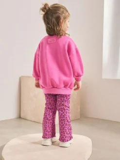 Next Sweatshirt & Flare Leggings Set (3mths-7yrs) Pink Heart Animal Print Discount