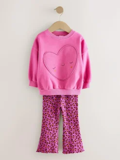 Next Sweatshirt & Flare Leggings Set (3mths-7yrs) Pink Heart Animal Print Discount
