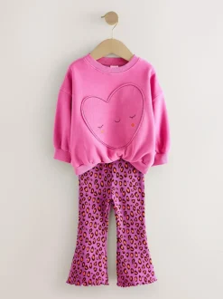 Next Sweatshirt & Flare Leggings Set (3mths-7yrs) Pink Heart Animal Print Discount