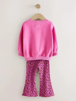 Next Sweatshirt & Flare Leggings Set (3mths-7yrs) Pink Heart Animal Print Discount
