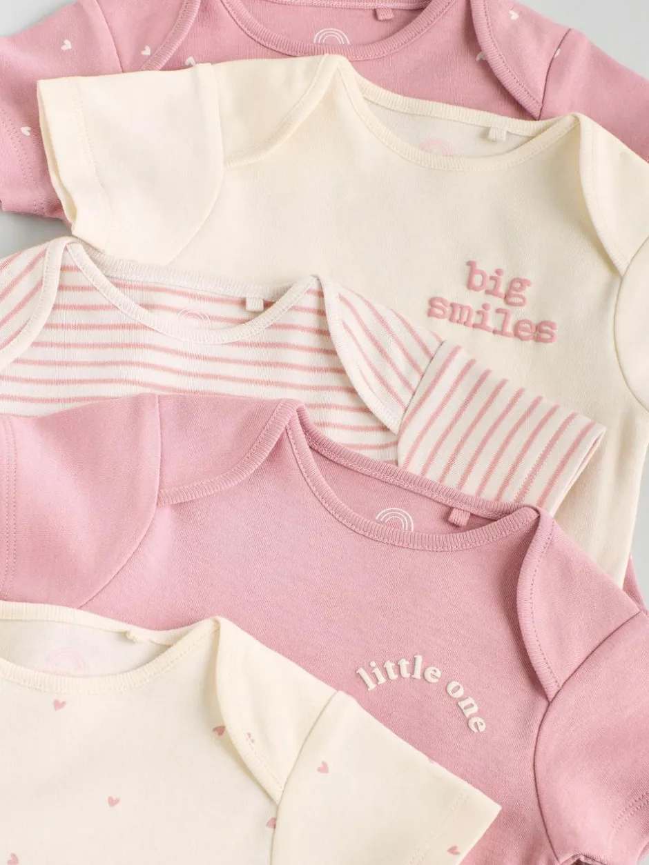 Next Pink Heart Baby Short Sleeve Bodysuits 5 Pack Sale