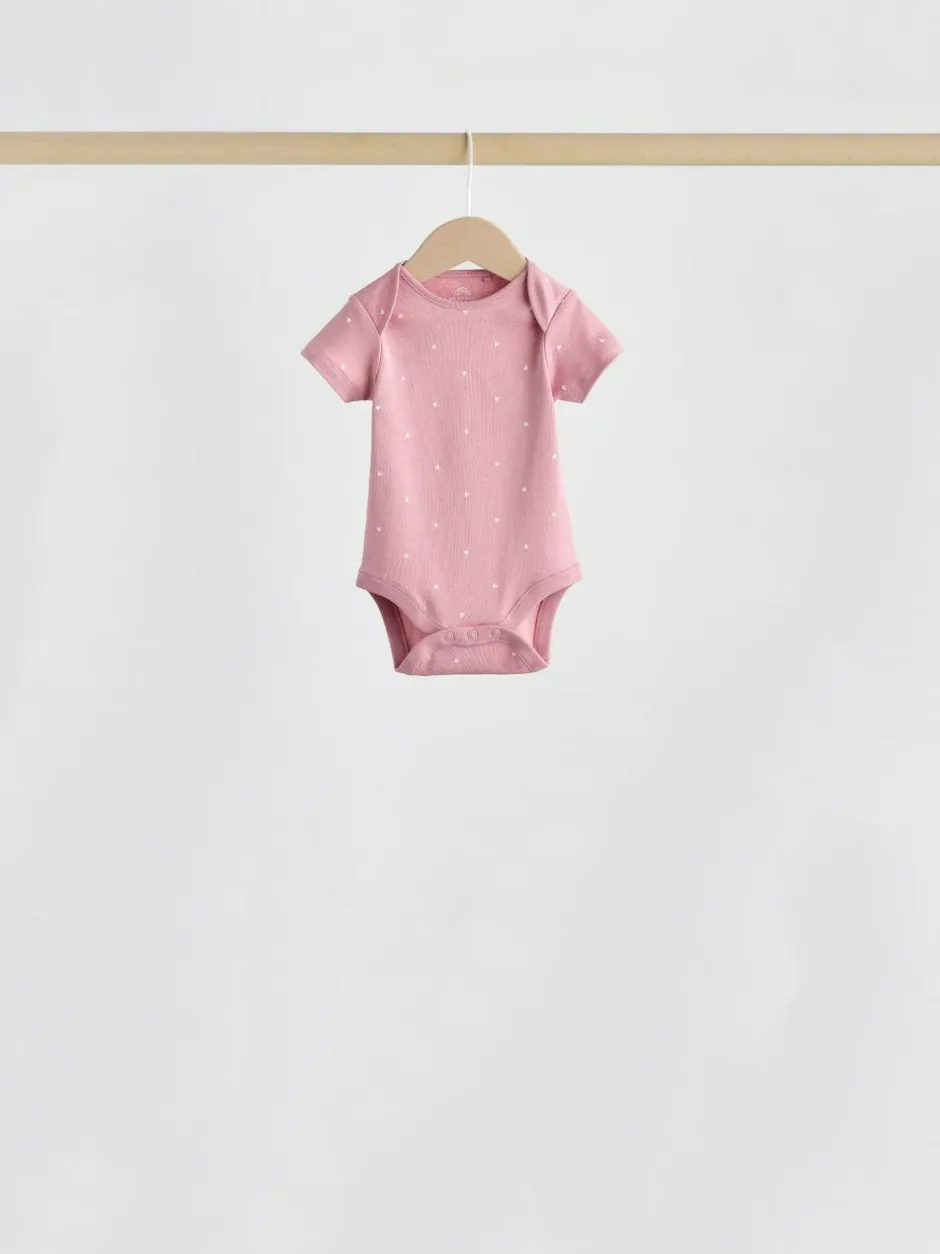 Next Pink Heart Baby Short Sleeve Bodysuits 5 Pack Sale