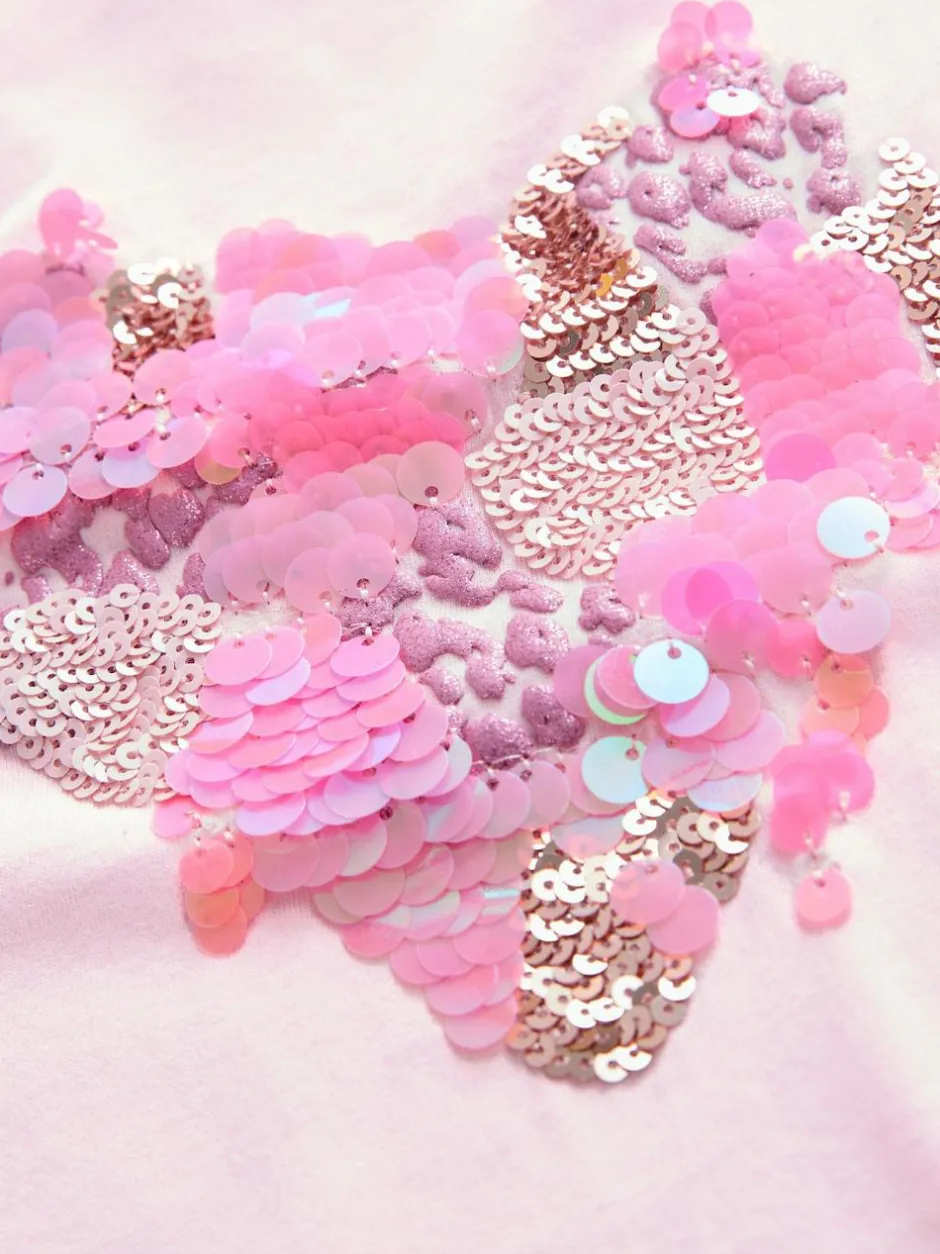 Next Long Sleeve Sequin Top (3-16yrs) Pink Heart