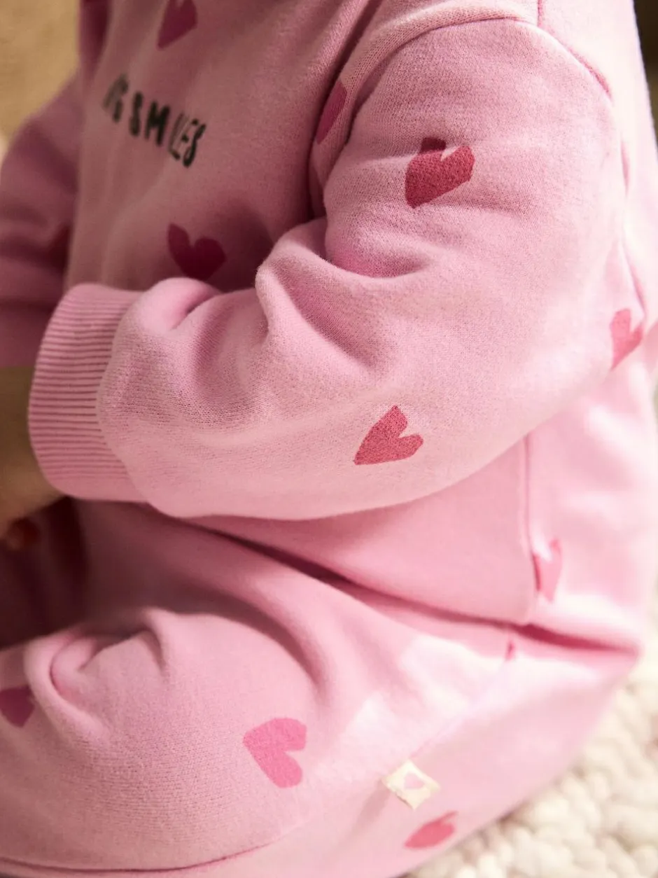 Next Jersey Baby Romper (0mths-3yrs) Pink Heart Printed Clearance
