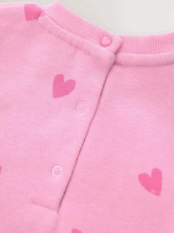 Next Jersey Baby Romper (0mths-3yrs) Pink Heart Printed Clearance
