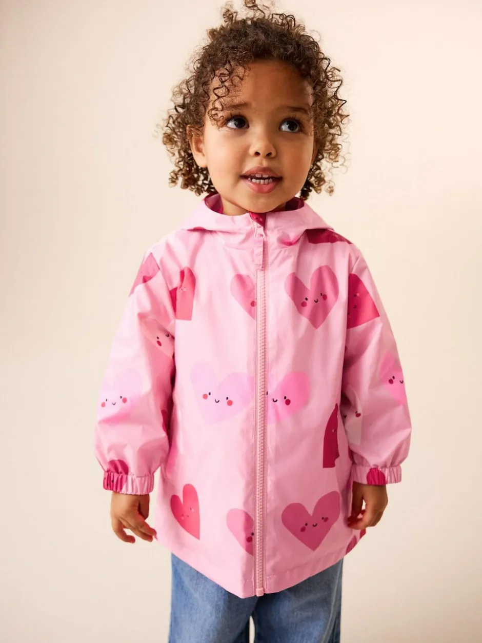 Next Pink Heart Shower Resistant Printed Cagoule Jacket (3mths-7yrs) Best