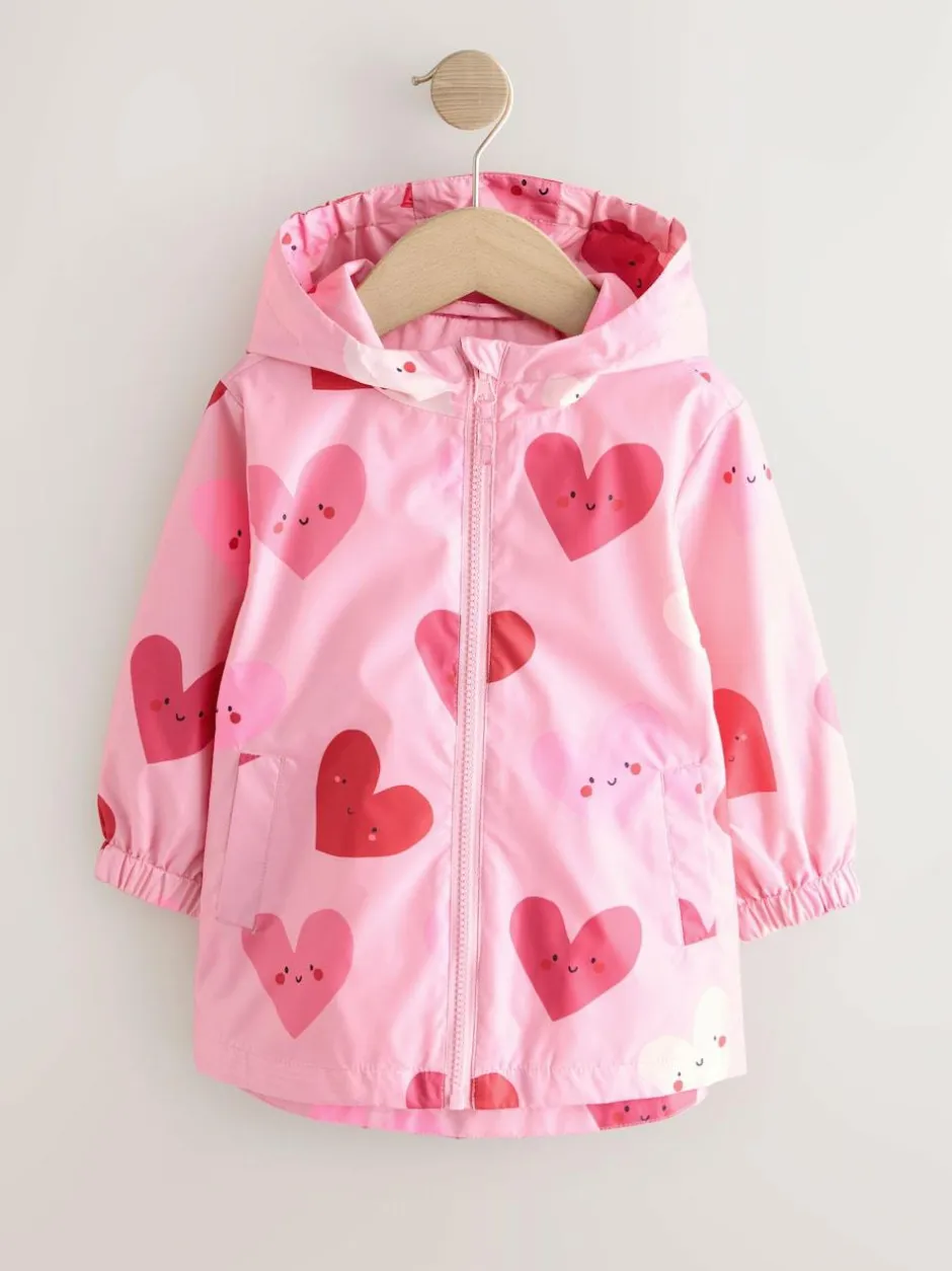 Next Pink Heart Shower Resistant Printed Cagoule Jacket (3mths-7yrs) Best