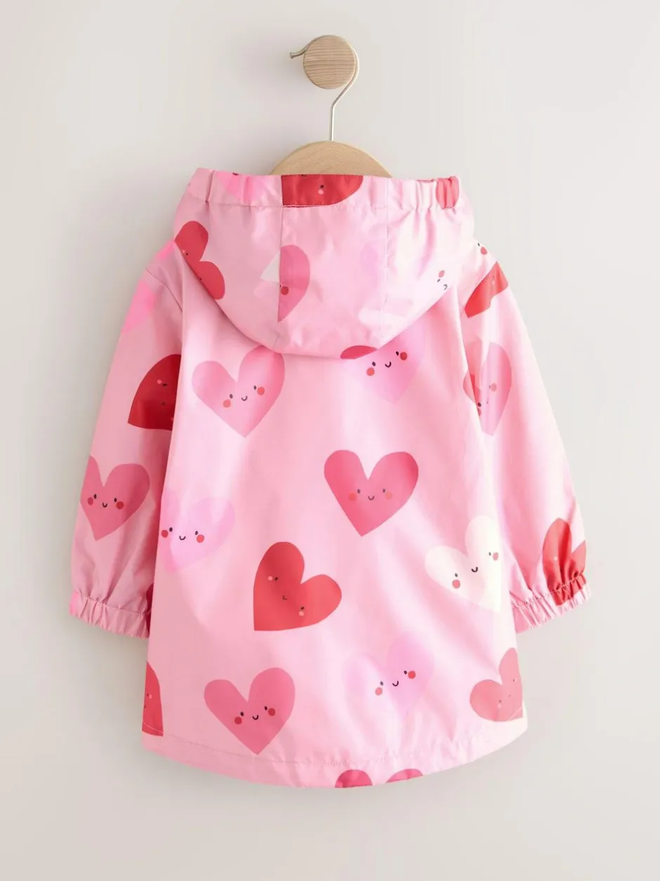 Next Pink Heart Shower Resistant Printed Cagoule Jacket (3mths-7yrs) Best
