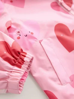 Next Pink Heart Shower Resistant Printed Cagoule Jacket (3mths-7yrs) Best