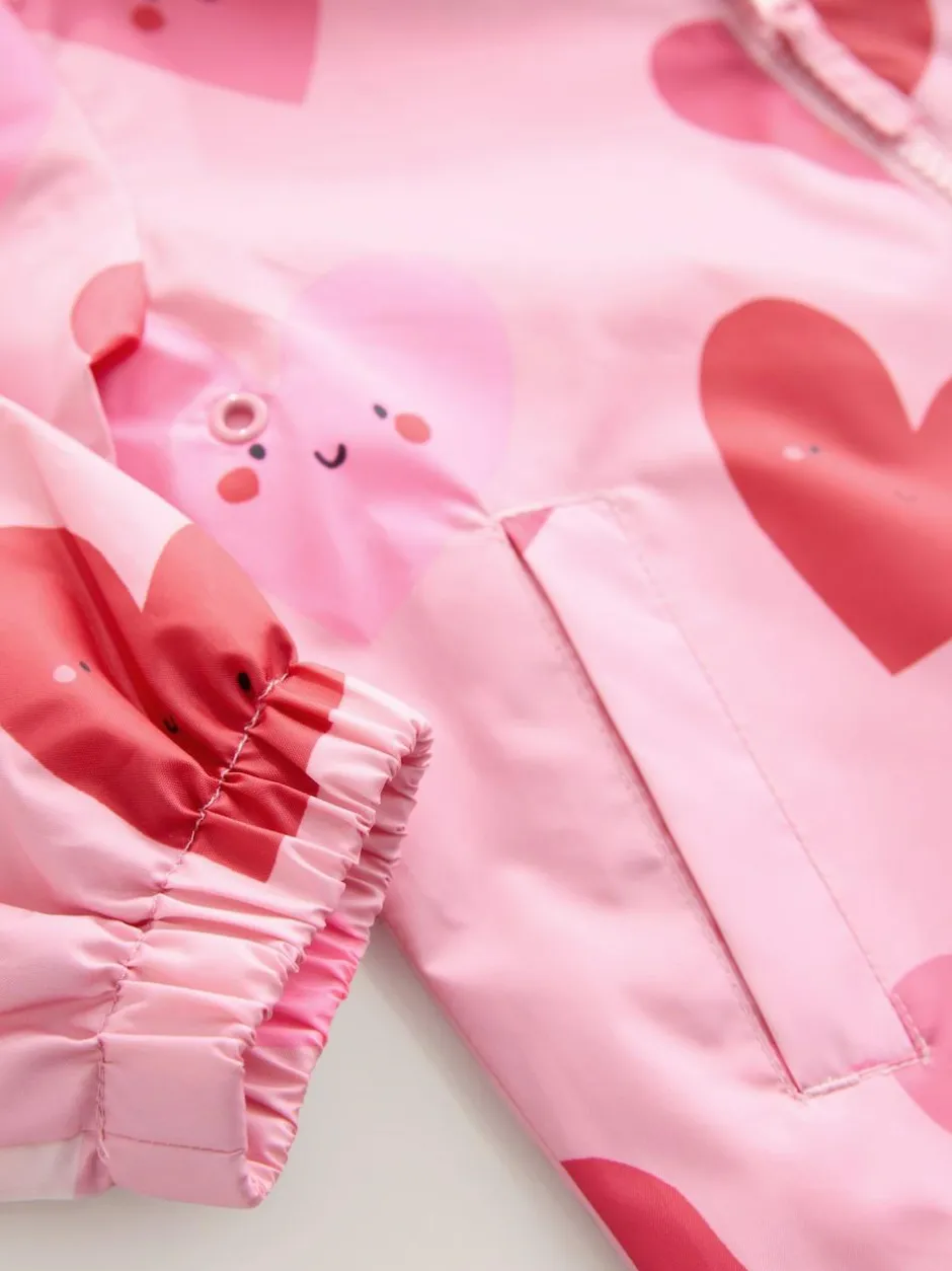 Next Pink Heart Shower Resistant Printed Cagoule Jacket (3mths-7yrs) Best