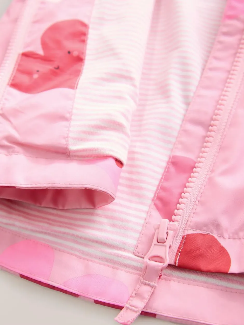 Next Pink Heart Shower Resistant Printed Cagoule Jacket (3mths-7yrs) Best