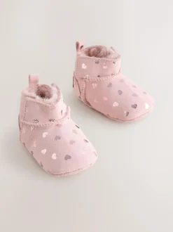 Next Suede Baby Pull-On Boots (0-24mths) Pink Heart Sale