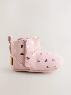 Next Suede Baby Pull-On Boots (0-24mths) Pink Heart Sale