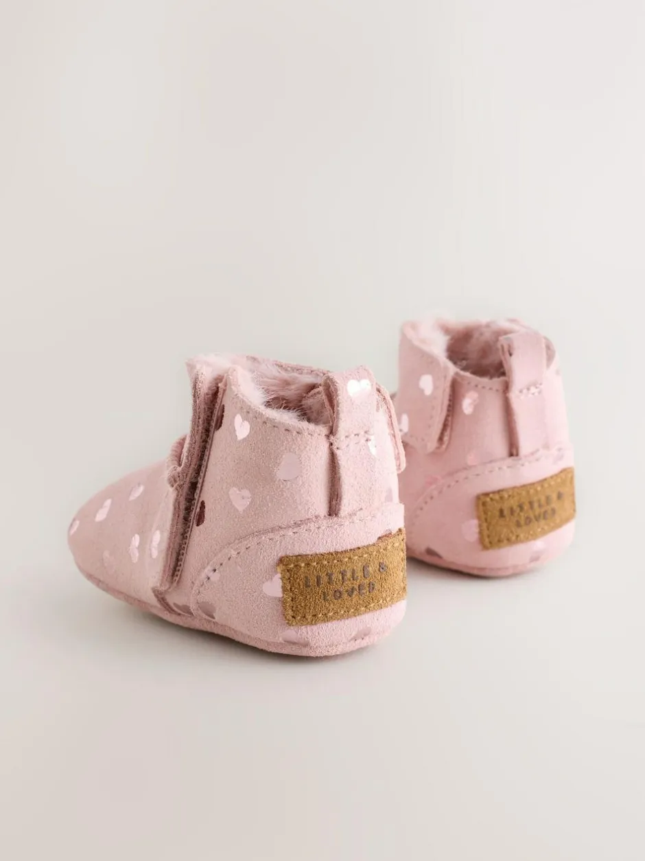 Next Suede Baby Pull-On Boots (0-24mths) Pink Heart Sale
