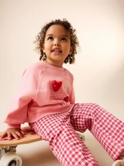 Next Pink Heart Sweatshirt & Wide Leg Trousers Set (3mths-7yrs) Hot