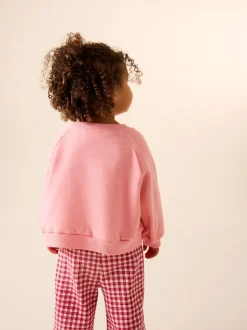 Next Pink Heart Sweatshirt & Wide Leg Trousers Set (3mths-7yrs) Hot
