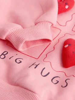 Next Pink Heart Sweatshirt & Wide Leg Trousers Set (3mths-7yrs) Hot