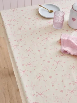 Next Pink Hearts and Bows Wipe Clean Tablecloth Online