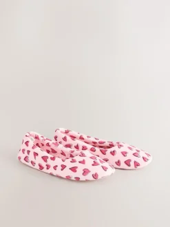 Next Pink Hearts Ballet Slippers New
