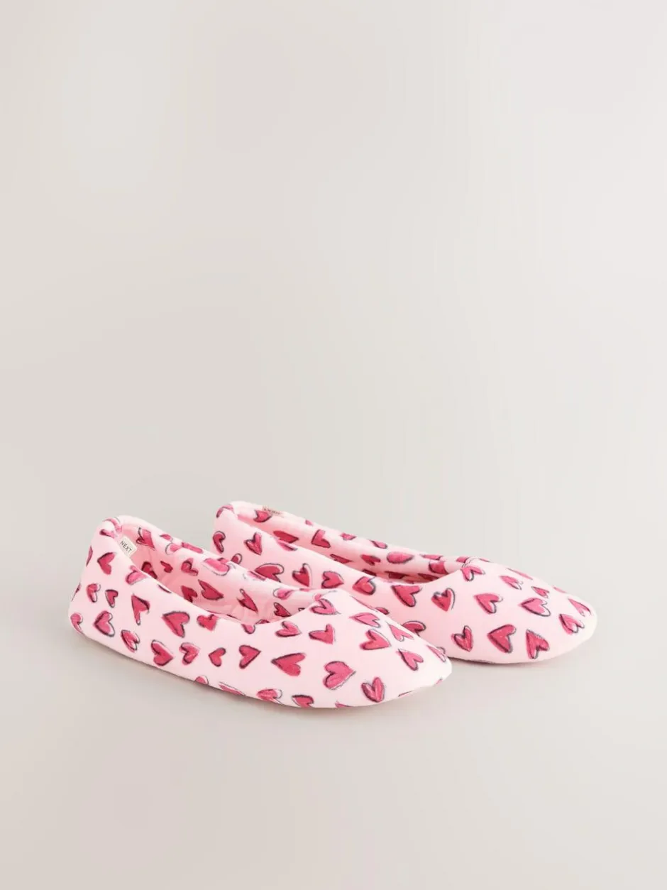 Next Pink Hearts Ballet Slippers New