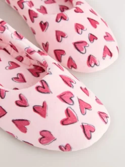 Next Pink Hearts Ballet Slippers New
