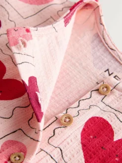 Next Long Sleeve Jersey Dress (3mths-7yrs) Pink Hearts New