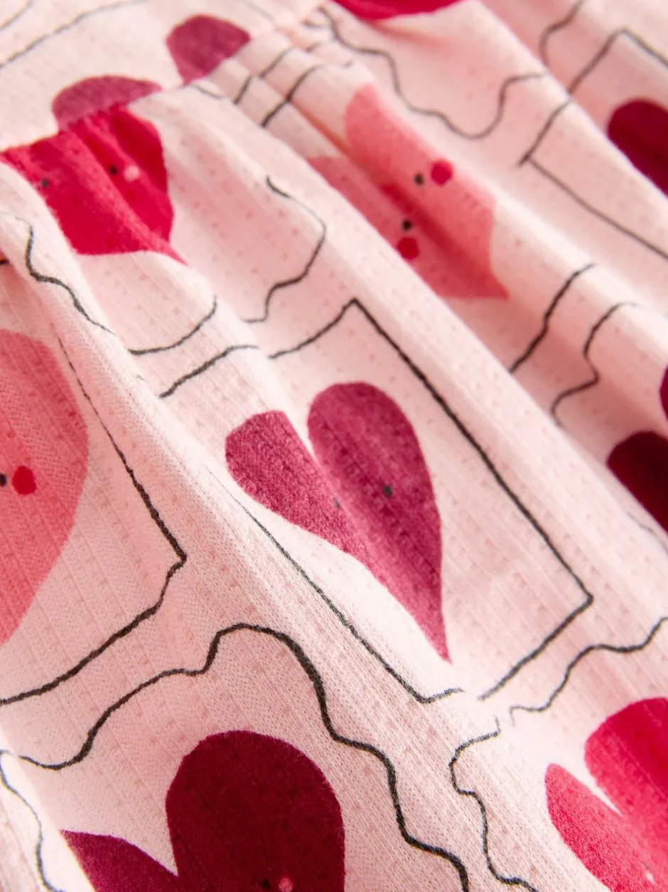 Next Long Sleeve Jersey Dress (3mths-7yrs) Pink Hearts New