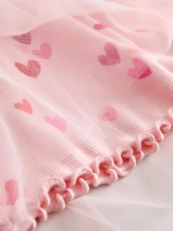 Next Pink Hearts Mesh Skirt Dress (3mths-7yrs) Clearance