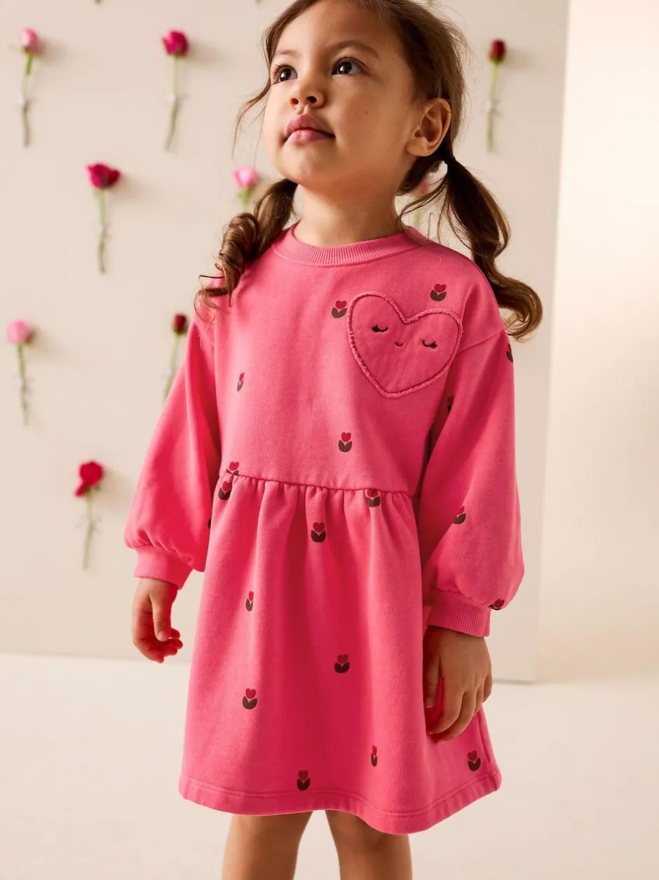 Next Pink Hearts Sweat Dress (3mths-7yrs)