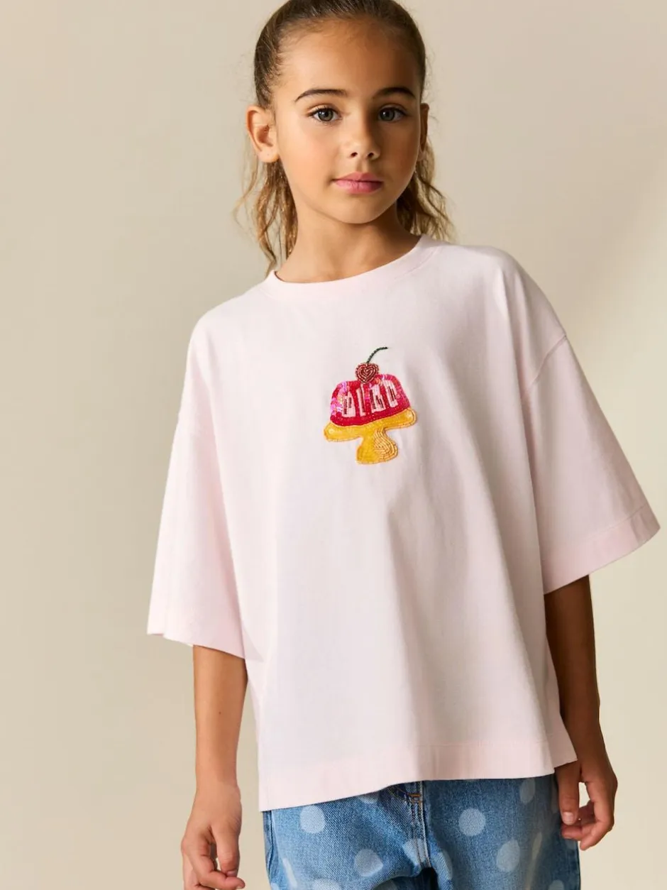 Next Beaded T-Shirt (3-16yrs) Pink Jelly Online