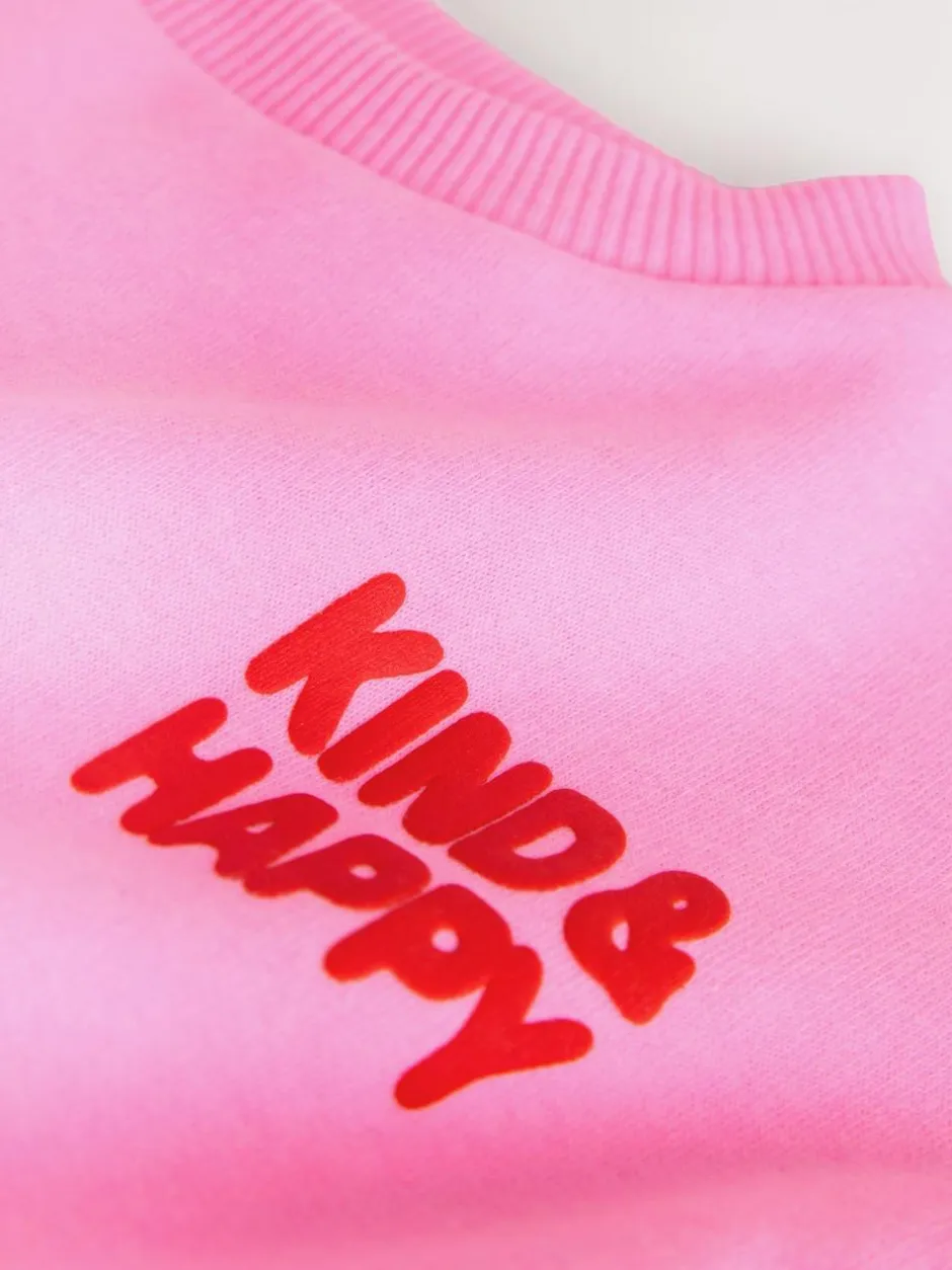 Next Pink Kind & Happy Crew Neck Sweatshirt (3mths-7yrs) Pink Kind & Happy Hot