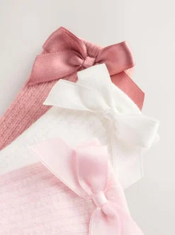Next Pink Knee High Bow Baby Sock 3 Pack (0mths-2yrs) Outlet