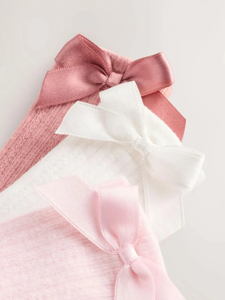 Next Pink Knee High Bow Baby Sock 3 Pack (0mths-2yrs) Outlet